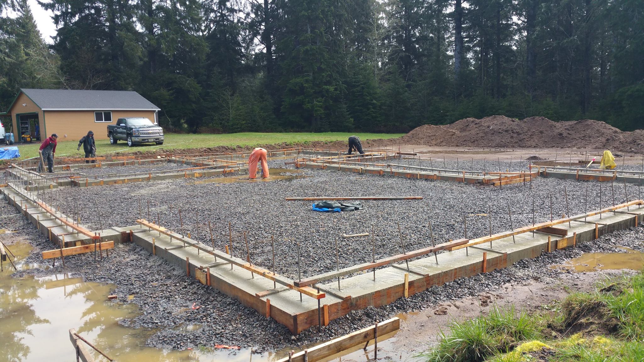 Concrete footings poured